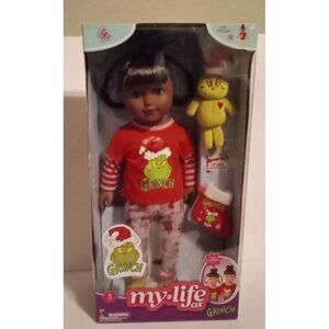 My Life As Grinch 18” Poseable Doll Plush Christmas Sleep Cindy Lou Dark Hair